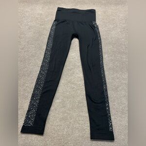 French Laundry Black Leggings with White Speckled Sides